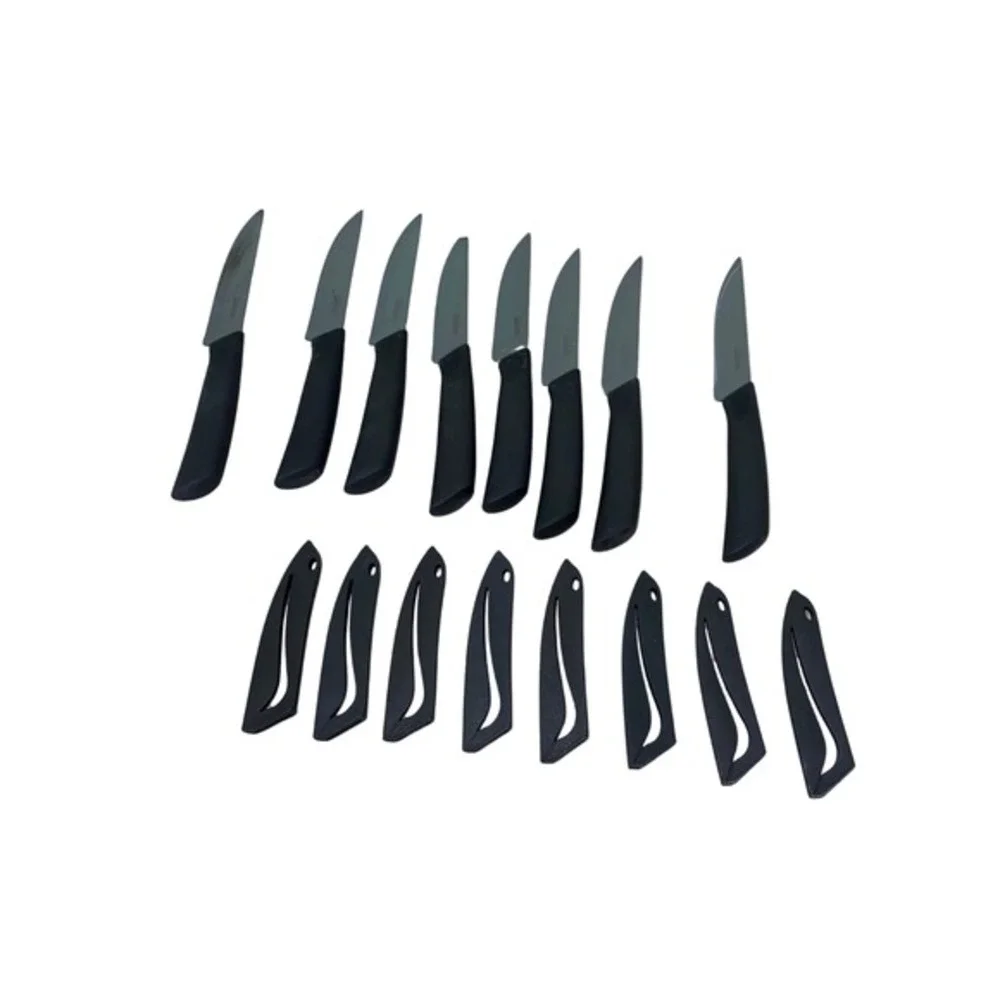 Chefware Solutions Ceramic‎ Paring Knives Black w/ Sheaths Lot of 8 READ